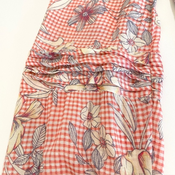 Lauren Conrad Gingham Floral Square Neck Peasant Top Long Sleeve Boho Blouse XS - Picture 8 of 11